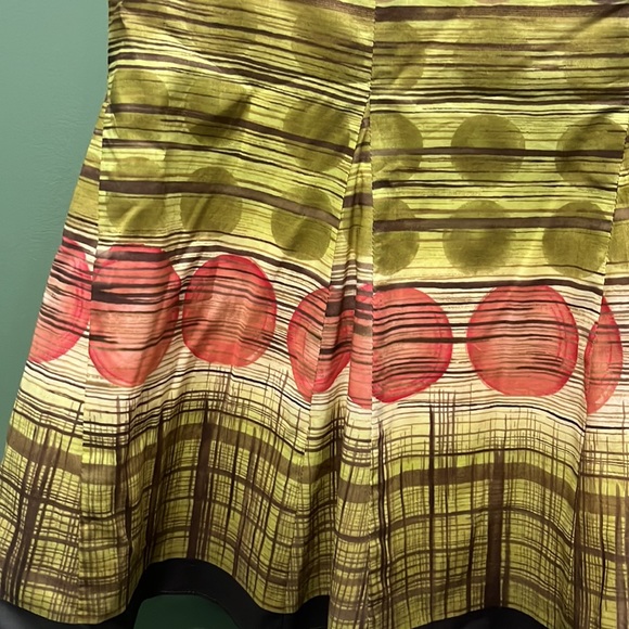 SALE! NWT Talbots funky flare skirt 8P Pink Green Brown Zipper, Lined #talbots - Picture 2 of 13